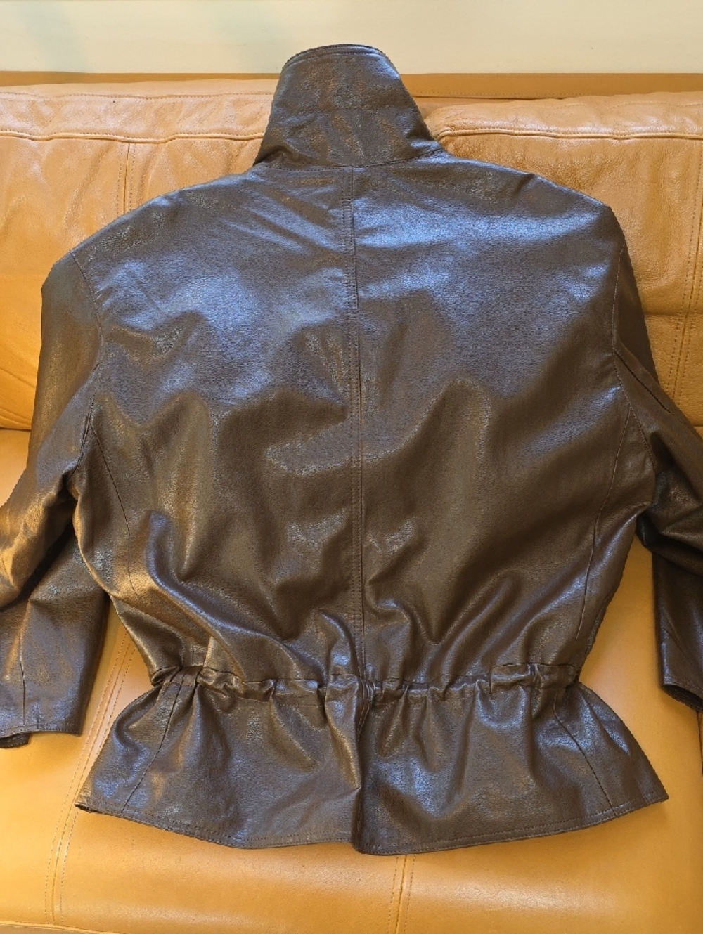 H&M Brown Faux Leather Button-Front Women's Jacket - Picture 9 of 14